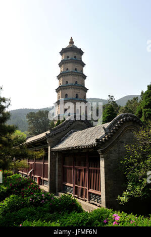 La Chine, Shanxi, Taiyuan, temple Jinci est un complexe de temples datant de plus de 1000 ans, la Pagode Banque D'Images