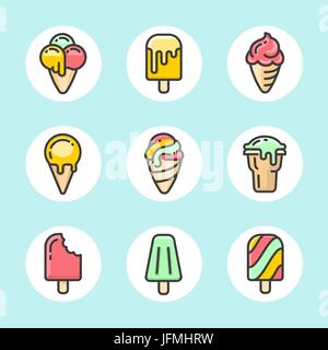 Ice cream color icon set Illustration de Vecteur