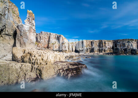 St Govan's Head, le Parc National de Pembrokeshire Coast, Bosherston, Pays de Galles, Royaume-Uni Banque D'Images