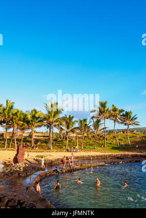 Piscine naturelle, Hanga Roa, l'île de Pâques, Chili Banque D'Images