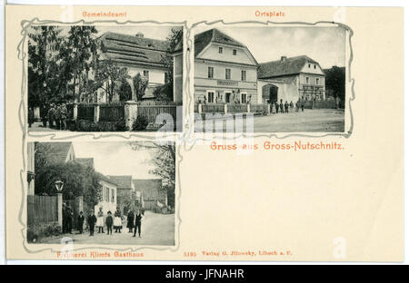 05195 Groß-Nutschnitz-1904-Gemeindeamt, Ortsplatz, Fischerei Klimt Gasthaus-Brück & Sohn Kunstverlag Banque D'Images