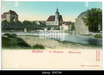 01865-Rochlitz-1901-St. Petri Kirche, Muldenwehr-Brück & Sohn Kunstverlag Banque D'Images