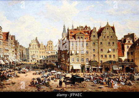 Adelbert Wölfl - Rynek wrocławski 1877 Banque D'Images