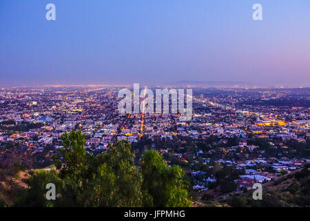 Incroyable vue aérienne sur Los Angeles de Griffith Observatory Banque D'Images