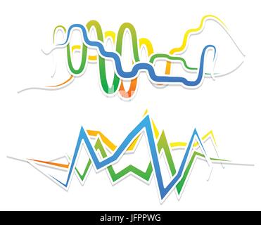 Les lignes avec forme, effet billowy. Les lignes en zigzag, ondulées. Illustration de Vecteur