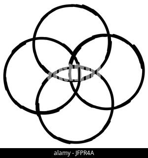 Formes de base qui se chevauchent avec l'élément abstrait légère distorsion. Les parties communes, les segments, les concepts se chevauchent Illustration de Vecteur