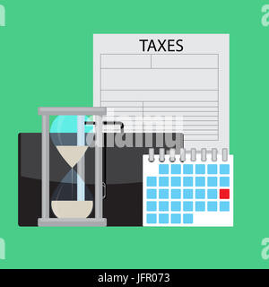 Date jour calendrier de paiement des impôts. Et de jour de paie, payer de l'impôt, vector illustration Banque D'Images