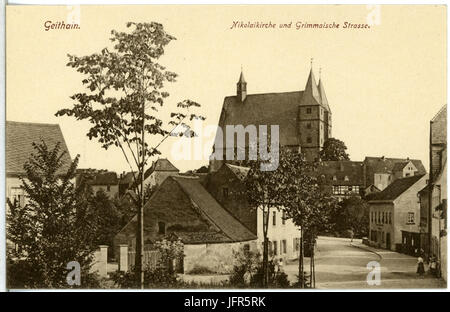 14929-Geithain-1912-Grimmaische Straße und Nikolaikirche-Brück & Sohn Kunstverlag Banque D'Images