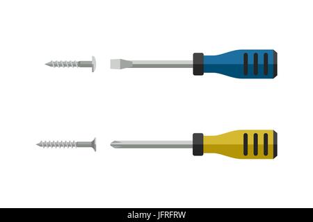 Tournevis avec vis Illustration de Vecteur