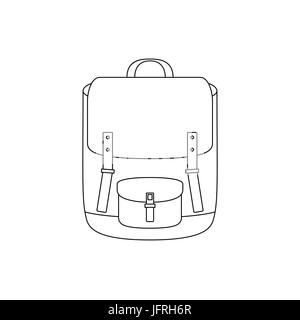 Sac d'école de dessin de ligne Illustration de Vecteur