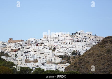 Mojacar, vieille ville, vue de loin, province d'Almeria, Andalousie, Espagne Banque D'Images