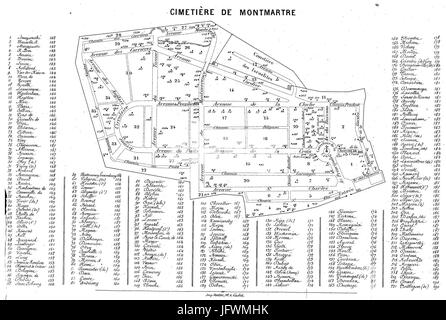 Astrié - Guide dans les cimetières de Paris - plan du cimetière de Montmartre Banque D'Images