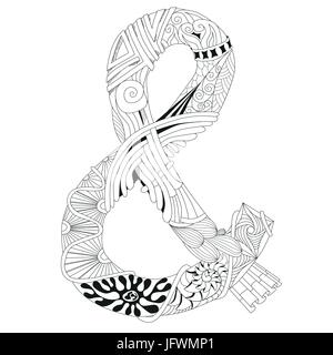 Hand drawn zentangle esperluette pour coloriage Illustration de Vecteur