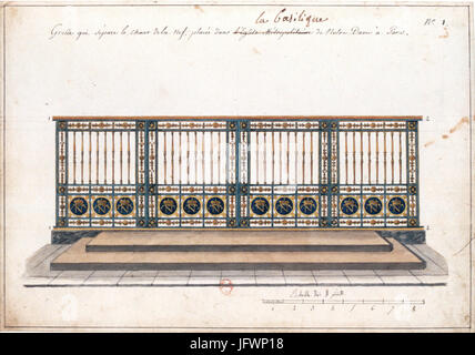 Cathédrale Notre-Dame de Paris - Grille qui sépare le choeur de la nef Banque D'Images