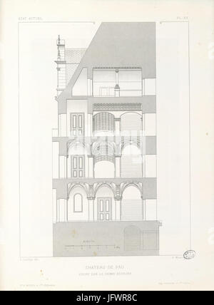 Château de Pau. Etat actuel. Coupé sur le grand escalier - Fonds Ancely - B315556101 UNE LAFOLLYE 088 Banque D'Images