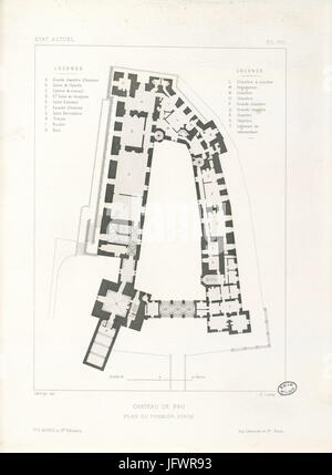 Château de Pau. Etat actuel. Plan du premier étage - Fonds Ancely - B315556101 UNE LAFOLLYE 079 Banque D'Images