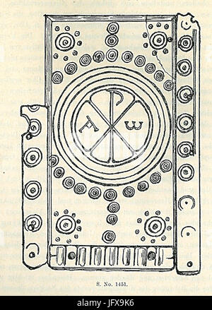 Beinkästchen Christogramm vom Rosenberg Heilbronn mit XP und Symbolen und Alpha Omega, Ende 5. bzw. Sommaire 6. Jahrhundert, Nachbildung aus Elfenbein ; Länge 10,8 cm Banque D'Images