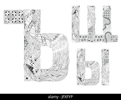 Doodle alphabet russe style inhabituelle des lettres sur un fond blanc Illustration de Vecteur