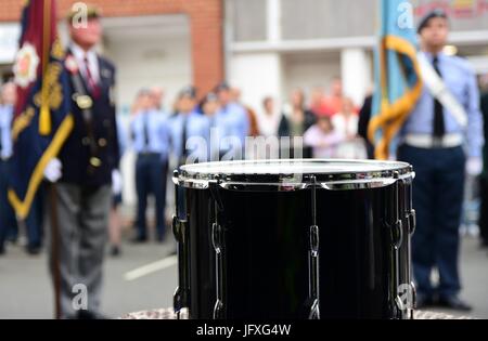 Service de tambour pendant la Journée des forces armées 2017 dans le centre-ville de Banbury. Banque D'Images