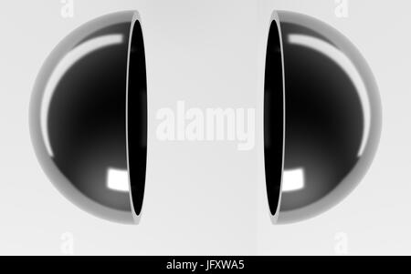 Le rendu 3D d'un hémisphère couper l'intérieur d'un studio sur blanc Banque D'Images