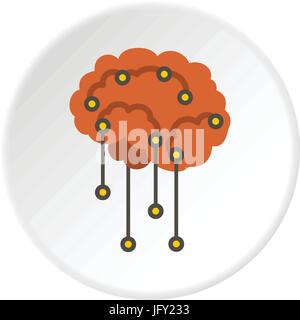 Capteurs sur le cerveau humain cercle icône Illustration de Vecteur