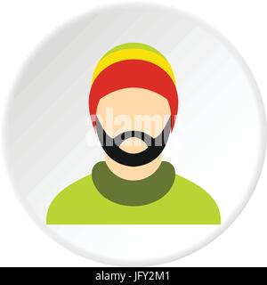 Homme portant chapeau rastafari cercle icône Illustration de Vecteur