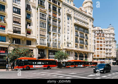 Valence, Espagne - août 06, 2016 : la vie quotidienne en centre-ville animé de la ville de Valencia en Espagne. Banque D'Images