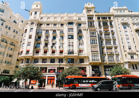 Valence, Espagne - août 06, 2016 : la vie quotidienne en centre-ville animé de la ville de Valencia en Espagne. Banque D'Images
