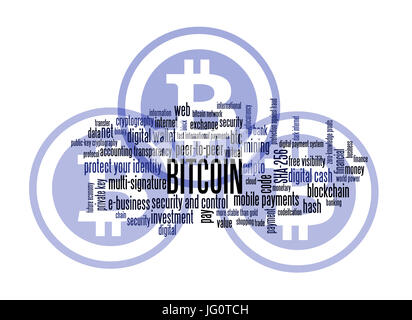 Monnaie Bitcoin cripto logo sur Nuage de mots Banque D'Images