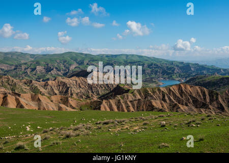 Paysage vert autour du lac artificiel Darbandikhan sur la frontière de l'Iran, l'Irak Kurdistan Banque D'Images