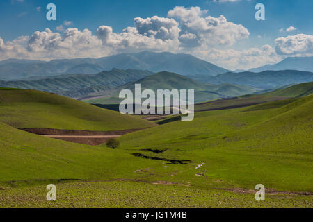 Paysage vert autour du lac artificiel Darbandikhan sur la frontière de l'Iran, l'Irak Kurdistan Banque D'Images