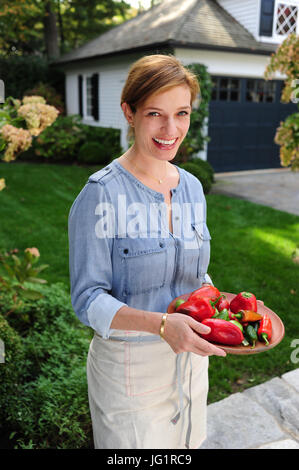 Celebrity chef de la télévision américaine mexicaine Pati Jinich auteur de livres de cuisine et spectacle sur PBS Pati's Mexican Table - à la maison - Banque D'Images