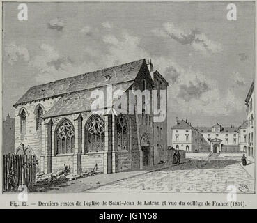 Derniers restes de l'église de Saint-Jean de Latran et vue du Collège de France, 1854 Banque D'Images