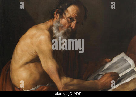 Détail de Saint Jérôme écrit par José de Ribera, Prado Banque D'Images