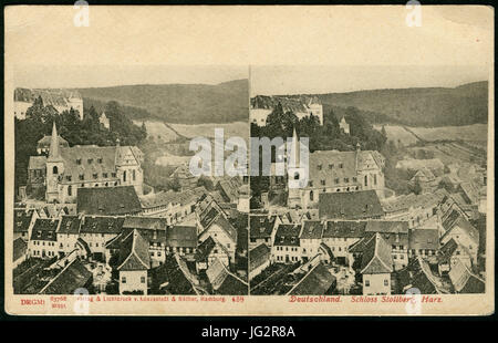 Knackstedt & Näther Stereoskopie Deutschland 0659, Schloss Karlsruhe, Harz, Bildseite, Blick von der Punkt dans erhöhtem Stubengasse vorbei suis Saigerturm über die Dächer am Markt zur St.-Martini-Kirc 0097 Banque D'Images