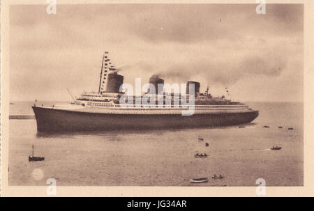 Le Havre, France, Normandie rentrant au port, princípio do séc. XX, França, Arquivo de Villa Maria, Angra do Heroísmo, Açores. Banque D'Images