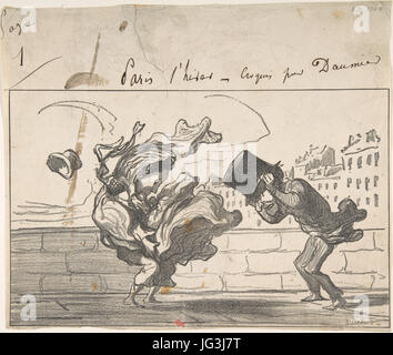 Honoré Daumier, soirées d'hiver...un coup de vent non prédit par Mathie, 1864 Banque D'Images