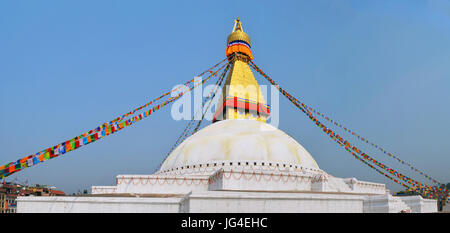 L'image panoramique grand stupa Bodnath à Katmandou Banque D'Images