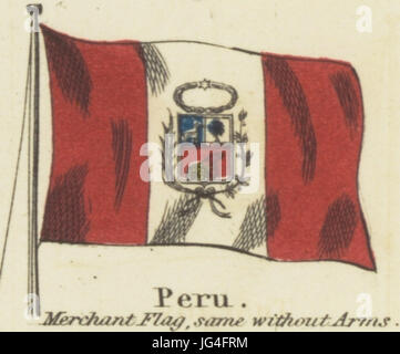 Le Pérou. Johnson s nouveau tableau des emblèmes nationaux 1868 Banque D'Images