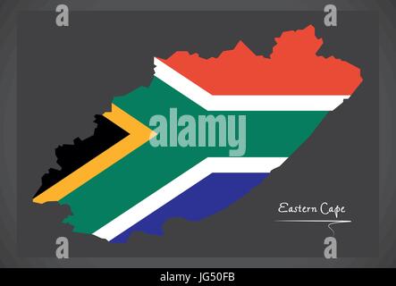 Afrique du Sud Eastern Cape carte avec illustration du drapeau national Illustration de Vecteur