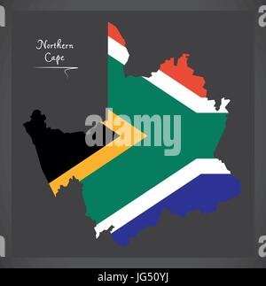 Northern Cape Afrique du Sud carte avec illustration du drapeau national Illustration de Vecteur