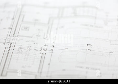 Close up de croquis d'architecture d'une maison neuve. Banque D'Images