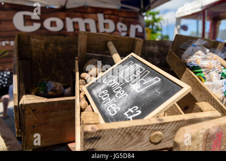 'Nouveau' Comber les pommes de terre, la première récolte de l'année sont en vente sur les étals de marché à comber dans le cadre de la fête annuelle de pommes de terre. Banque D'Images