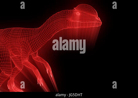 Dilophosaurus dinosaure en Wireframe hologramme Style. Rendu 3D de Nice Banque D'Images