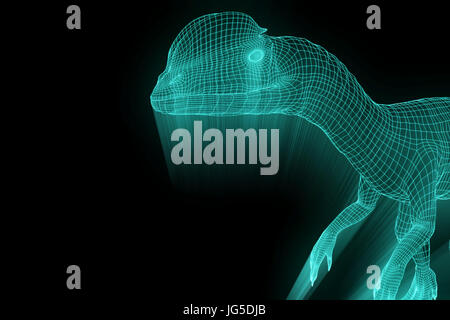 Dilophosaurus dinosaure en Wireframe hologramme Style. Rendu 3D de Nice Banque D'Images