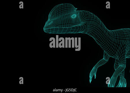 Dilophosaurus dinosaure en Wireframe hologramme Style. Rendu 3D de Nice Banque D'Images