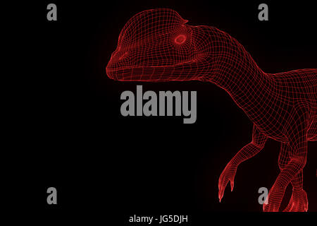 Dilophosaurus dinosaure en Wireframe hologramme Style. Rendu 3D de Nice Banque D'Images