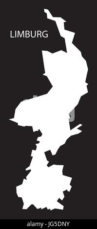 Limbourg Pays-bas map illustration silhouette inversé noir Illustration de Vecteur