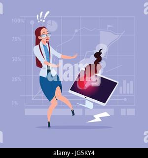 Business Woman Having Problème à travailler avec un ordinateur Illustration de Vecteur