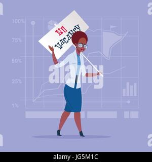 Business Woman Hold aucun concept de chômage affiche de vacance Illustration de Vecteur